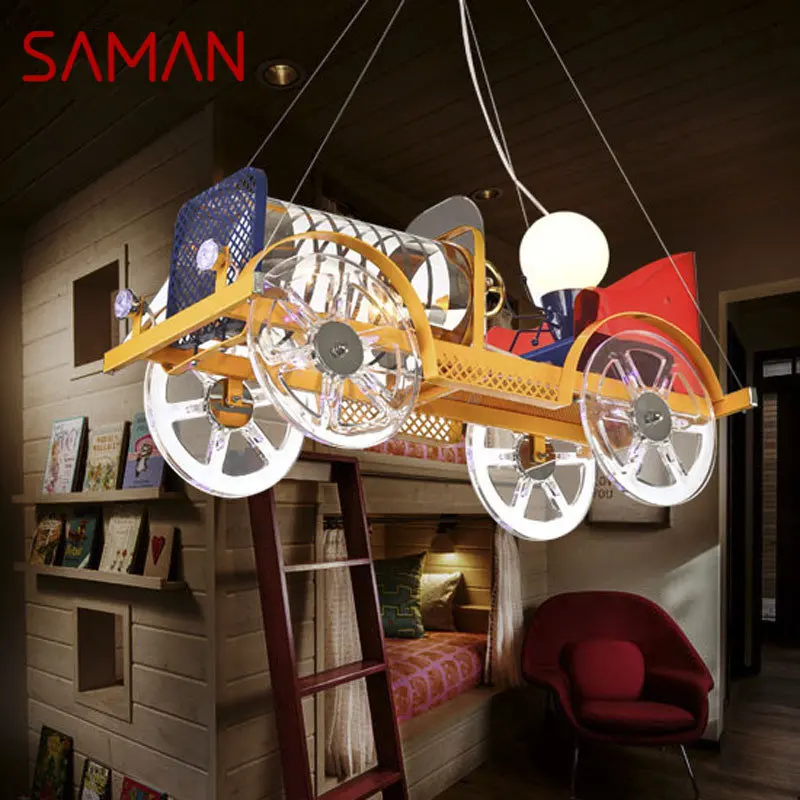 SAMAN Children's Car Pendant Lamp Vintage LED Creative Fashion Cartoon Light For Kids Kindergarten Decor With Remote Control
SAMAN Children's Car Pendant Lamp Vintage LED Creative Fashion Cartoon Light For Kids Kindergarten Decor With Remote Control
