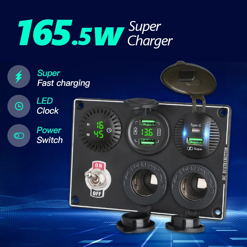 45W 12V to 5V Car Charger Auto Port Socket Adapter QC3.0 Fast Charge Usb Type C Voltmeter On/Off Panel Boat Camper Accessories
45W 12V to 5V Car Charger Auto Port Socket Adapter QC3.0 Fast Charge Usb Type C Voltmeter On/Off Panel Boat Camper Accessories