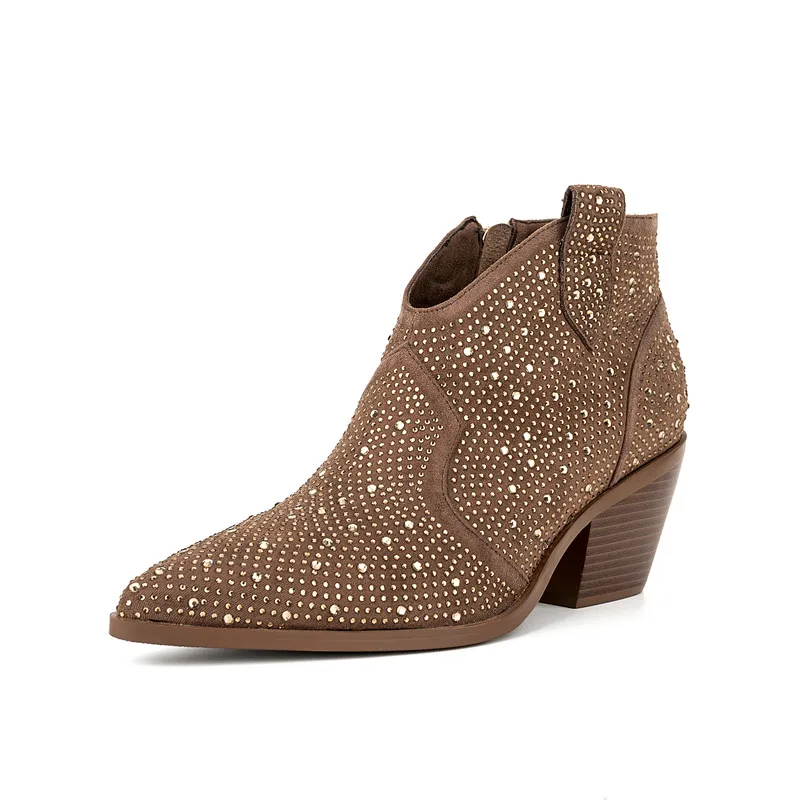 Women's New Thick High Heel Fashion Short Boots Rhinestone Chelsea Women's Ankle Boots Side Zipper Pointed Shiny Women's Boots
Women's New Thick High Heel Fashion Short Boots Rhinestone Chelsea Women's Ankle Boots Side Zipper Pointed Shiny Women's Boots