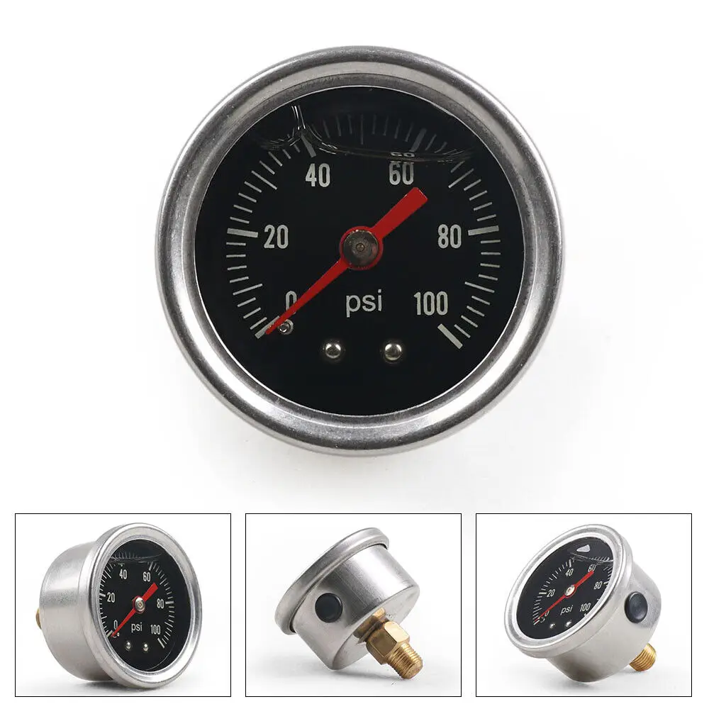 Universal Fuel Pressure Regulator Gauge Stainless Steel Case Pointer Type Liquid Filled 0-100psi Oil Press Gauge 1/8" NPT
Universal Fuel Pressure Regulator Gauge Stainless Steel Case Pointer Type Liquid Filled 0-100psi Oil Press Gauge 1/8" NPT