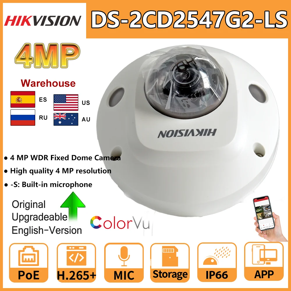 Hikvision 4MP IP Camera ColorVu Mini Dome POE 24/7 Colorful image DS-2CD2547G2-LS Built-in Mic Night Vision Video Surveillance
Hikvision 4MP IP Camera ColorVu Mini Dome POE 24/7 Colorful image DS-2CD2547G2-LS Built-in Mic Night Vision Video Surveillance