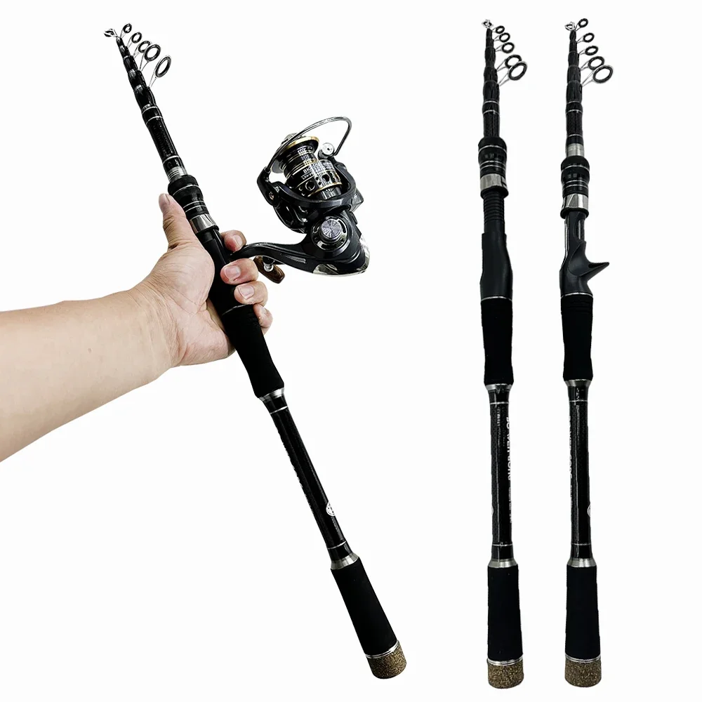 

Bass Carp Fishing Rod Reel Combo 1.8~3.0m Carbon Fiber Pole 7.2:1 Gear Ratio Spinning Baitcasting Reels Max Drag 8-10kg Pesca