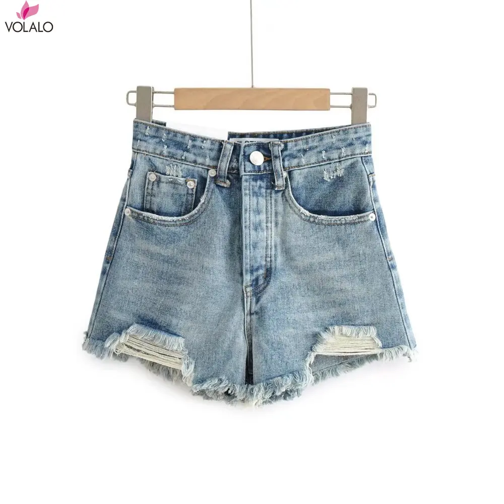 

VOLALO Summer Denim Shorts For Women Black Jeans Shorts Women Distressed Short Mujer White Jean Shorts Ripped Y2k Streetwear