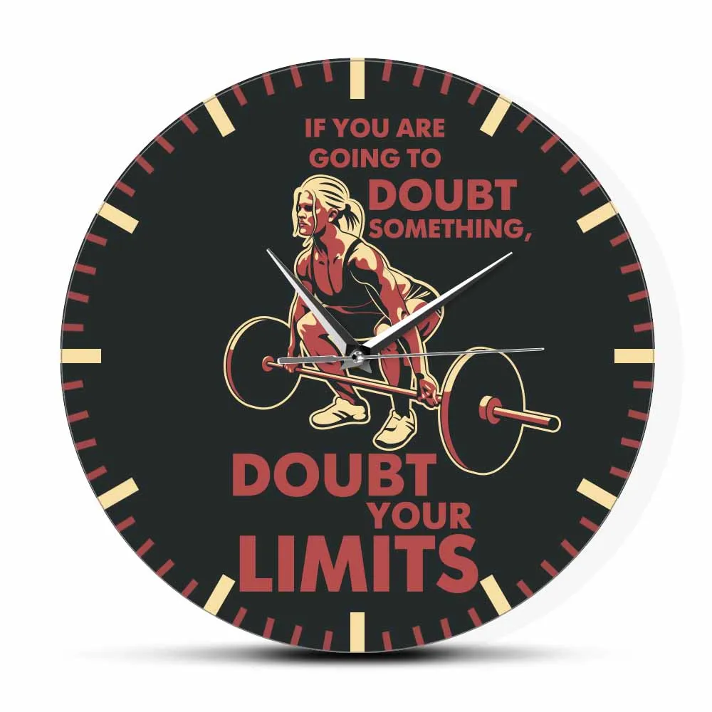 Doubt Your Limits Motivational Quote GYM Wall Clock Workout Fitness Wall Watch Female Girl Weightlifting Athlete Trainer Gift
Doubt Your Limits Motivational Quote GYM Wall Clock Workout Fitness Wall Watch Female Girl Weightlifting Athlete Trainer Gift
