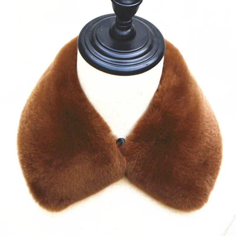 

Real Rex Rabbit Fur Collar Women Winter Warm Soft Black Scarves Female Coat Hood Fur Decor Neck Warmer Furry Fur Collar Scarf