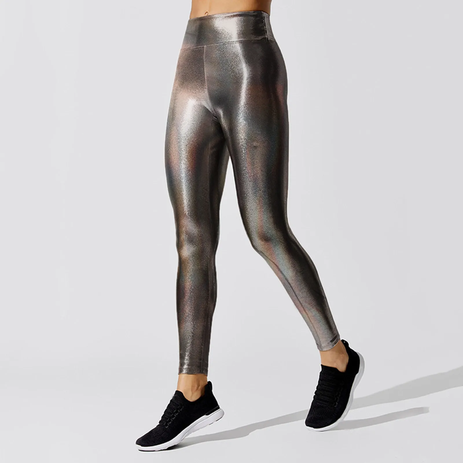 

Women's Stretchy Faux Leather Leggings Sexy High Waisted Solid Color Casual Patent Leather Hot Stamping Yoga Pants Tight Pants