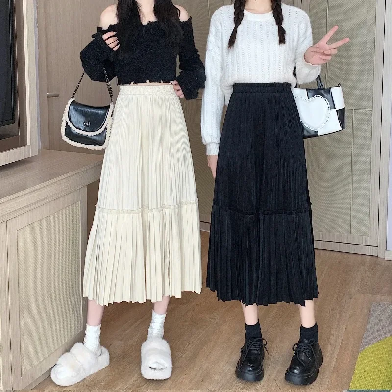 2023 New Middle Length Temperament Pleated A-line Skirt High Waisted Slim Velvet Casual Y2k Skirt Korean Fashion Falda Aesthetic
2023 New Middle Length Temperament Pleated A-line Skirt High Waisted Slim Velvet Casual Y2k Skirt Korean Fashion Falda Aesthetic