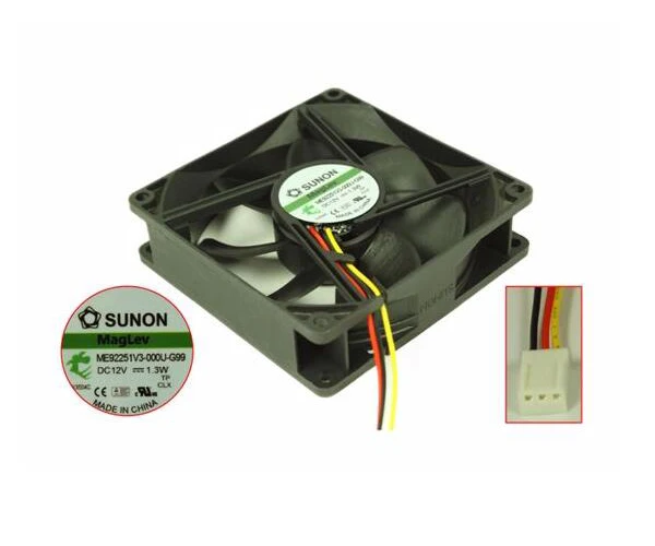 

SUNON ME92251V3-000U-G99 DC 12V 1.3W 90x90x25mm 3-Wire Cooling Fan