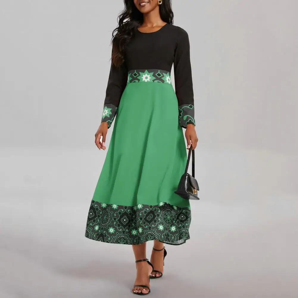 Retro Print Long Sleeve Dress High Waist Dress Retro Print Crew Neck Midi Dress with A-line Silhouette High Waist for Women's
Retro Print Long Sleeve Dress High Waist Dress Retro Print Crew Neck Midi Dress with A-line Silhouette High Waist for Women's