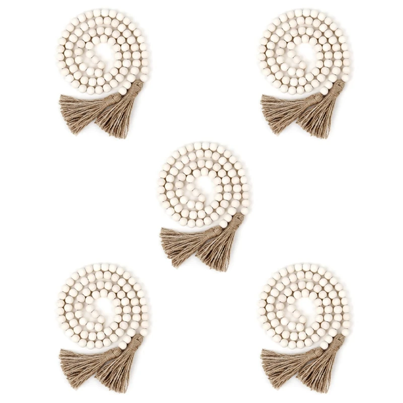 ABSF 5X Wood Bead Garland With Tassels,Farmhouse Beads Rustic Country Decor Prayer Boho Beads Wood Color
ABSF 5X Wood Bead Garland With Tassels,Farmhouse Beads Rustic Country Decor Prayer Boho Beads Wood Color