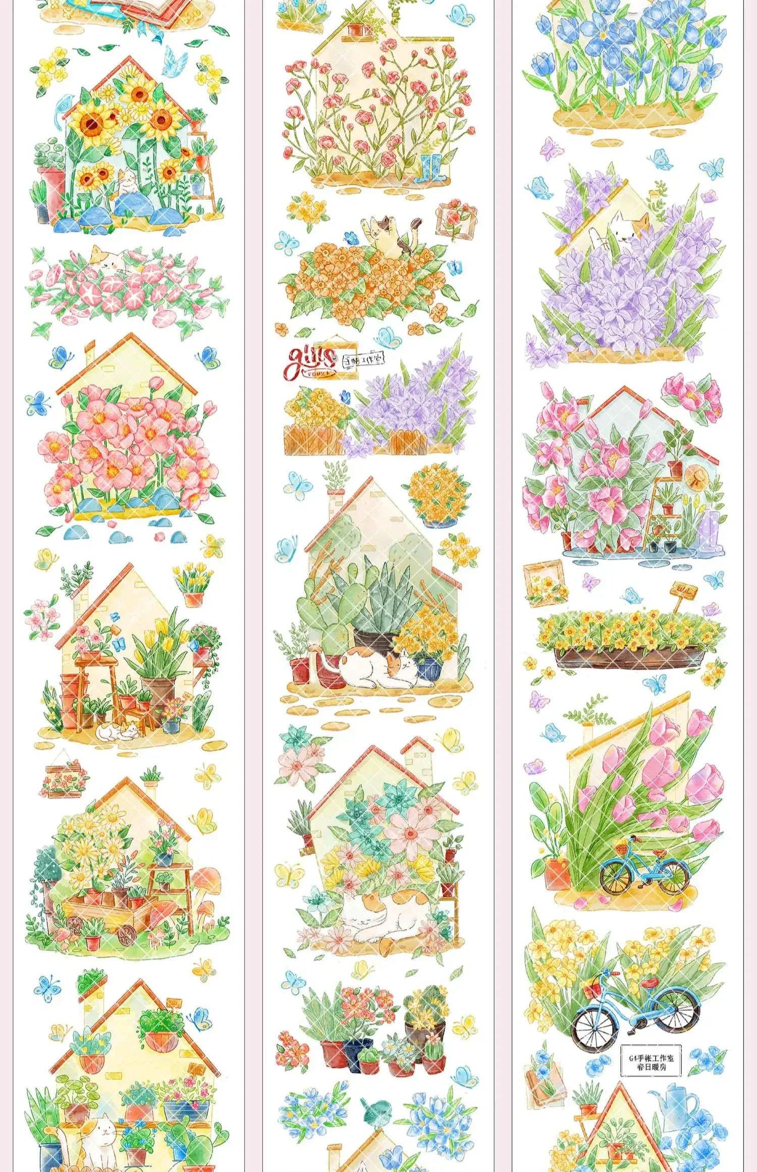 

1 Loop Flower Spring Scene Greenhouse Collage Washi PET Tape