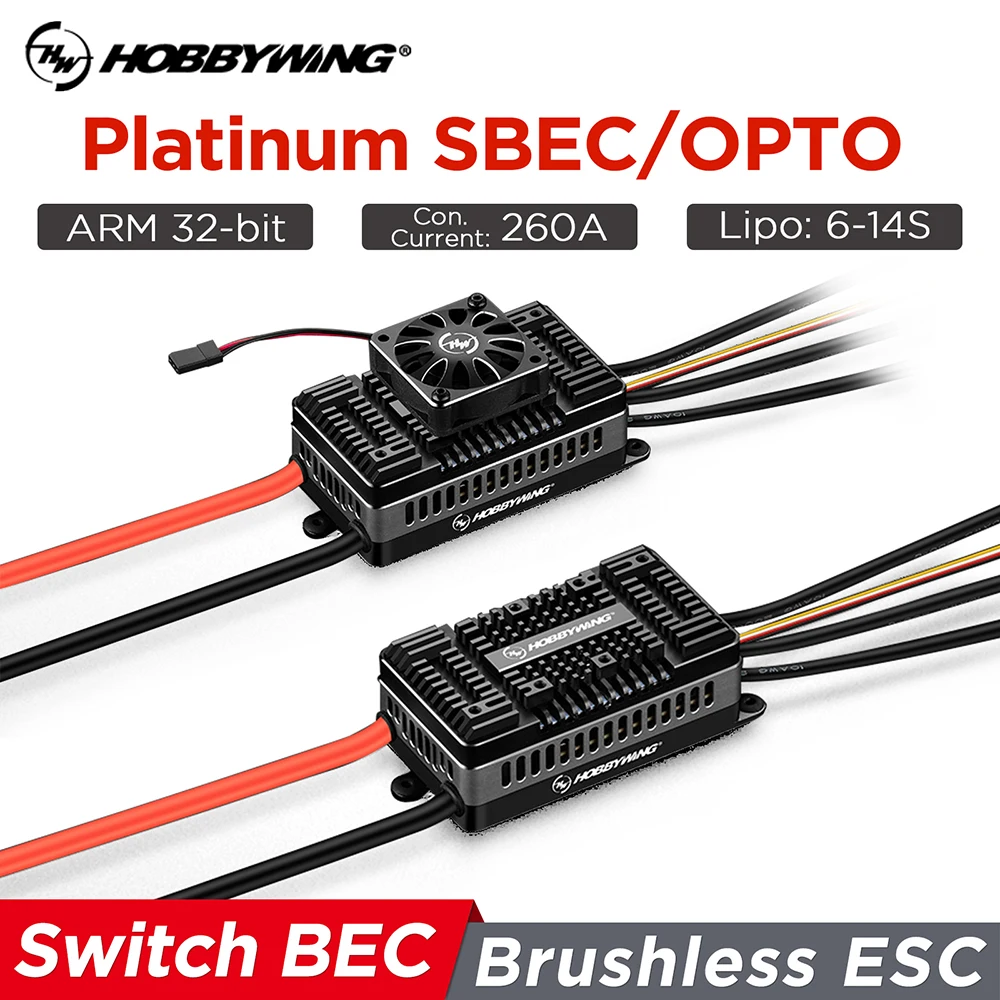 

HOBBYWING Platinum 260A SBEC/OPTO HV V5 ESC 6-14S Lipo Brushless Speed Controller for 700-800 Electric Helicopter/Fixed-wing