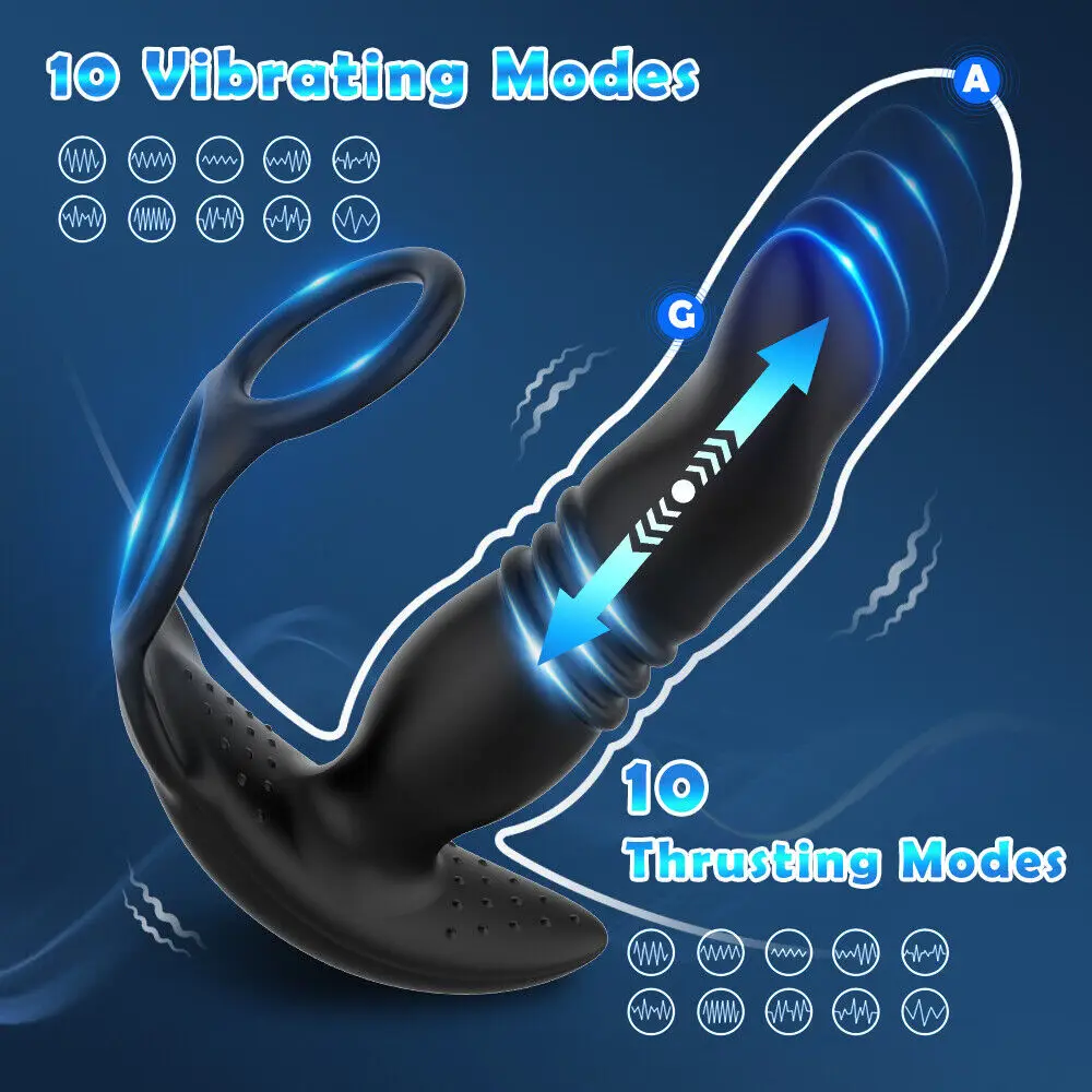 

10-Frequency Vibrating Anal Plug With APP Control Penis Ring Locked Semen Delay Ejaculation Prostate Massager Male Masturbator