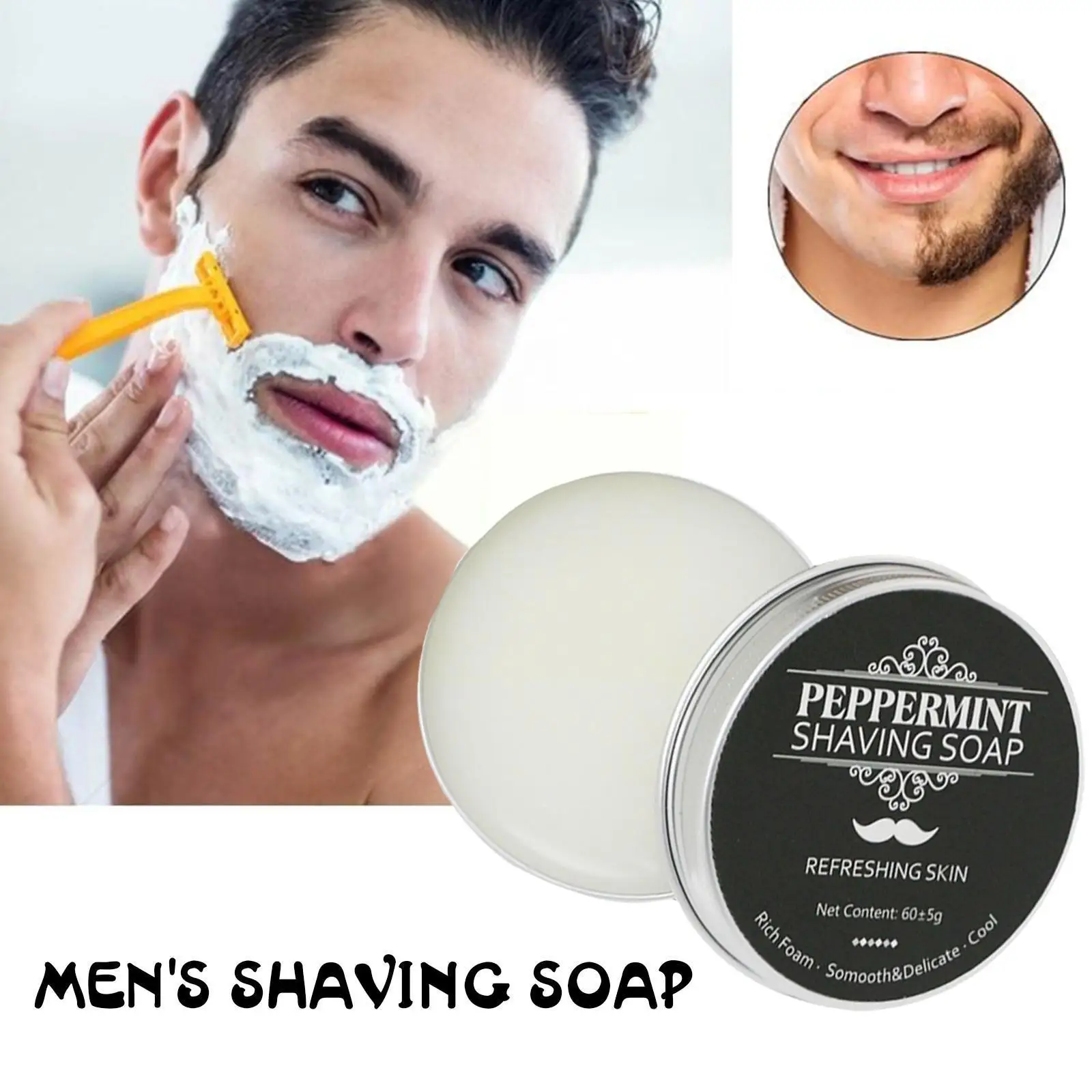60g Mint Scent Men's Shaving Soap Aluminum Boxed Foam Gentle Rich Gentle Beard Handmade Not Soap Shave Cream Stimulating B5F6
60g Mint Scent Men's Shaving Soap Aluminum Boxed Foam Gentle Rich Gentle Beard Handmade Not Soap Shave Cream Stimulating B5F6