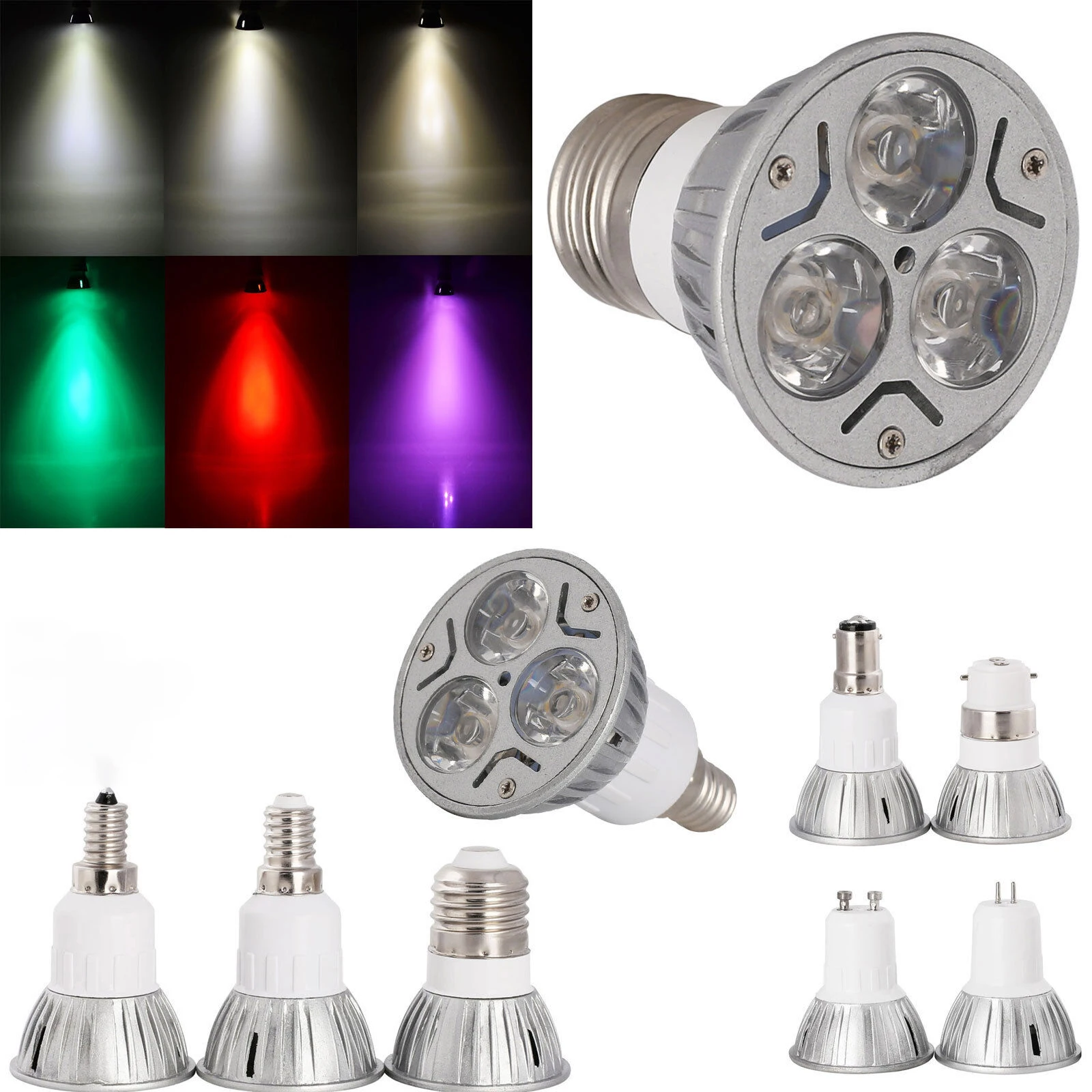 

GU10 MR16 E27 3W LED Energy-Saving Spotlight Downlight Household Light Bulb 85-265V White/Warm White/Red/Blue/Yellow Bulbs Lamps
