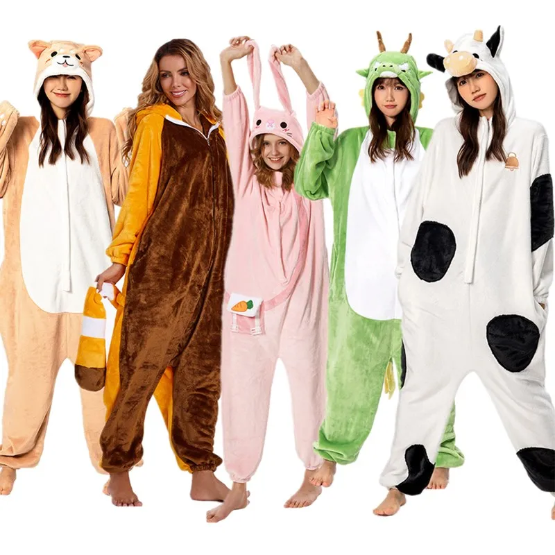 Cartoon Animal Pink Rabbit Pajamas Cow Cosplay Flannel Sleepwear Dragon Panda Jumpsuit Costume Outfits Halloween Carnival Suit
Cartoon Animal Pink Rabbit Pajamas Cow Cosplay Flannel Sleepwear Dragon Panda Jumpsuit Costume Outfits Halloween Carnival Suit