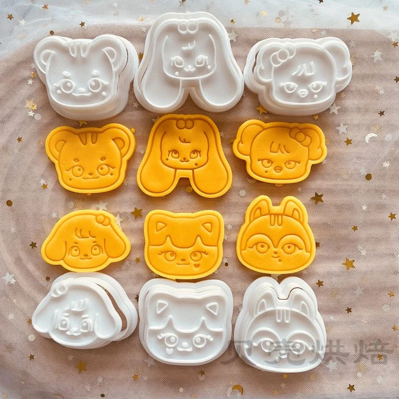 

Kpop Ive Cherry Cookie Cutter Kawaii PVC Biscuit Mould Cartoon Cookie Cutters 3D Pressable Stamp Kitchen Accessories Baking Tool