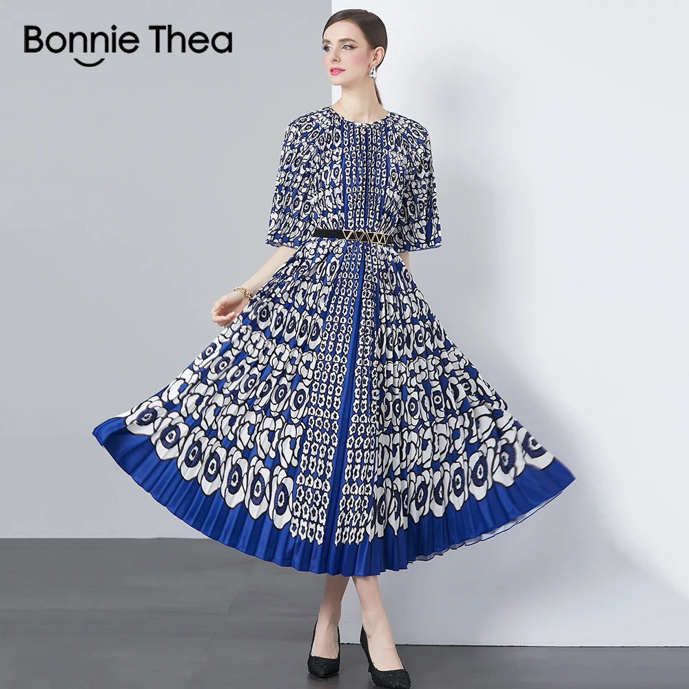 Miyake Summer Pleated Elegant Long Dress Wome O-Neck Lace-up Belt organ Print Loose Large Size Party Vestidos Maxi Dresses
Miyake Summer Pleated Elegant Long Dress Wome O-Neck Lace-up Belt organ Print Loose Large Size Party Vestidos Maxi Dresses