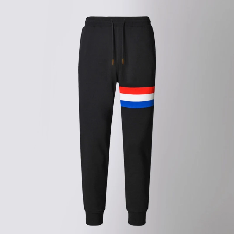 

Men's Casual Pants Cotton Fabric White Red And Blue Bars Stripe Elastic Waist with Drawcord Designer Fashion Sweatpants