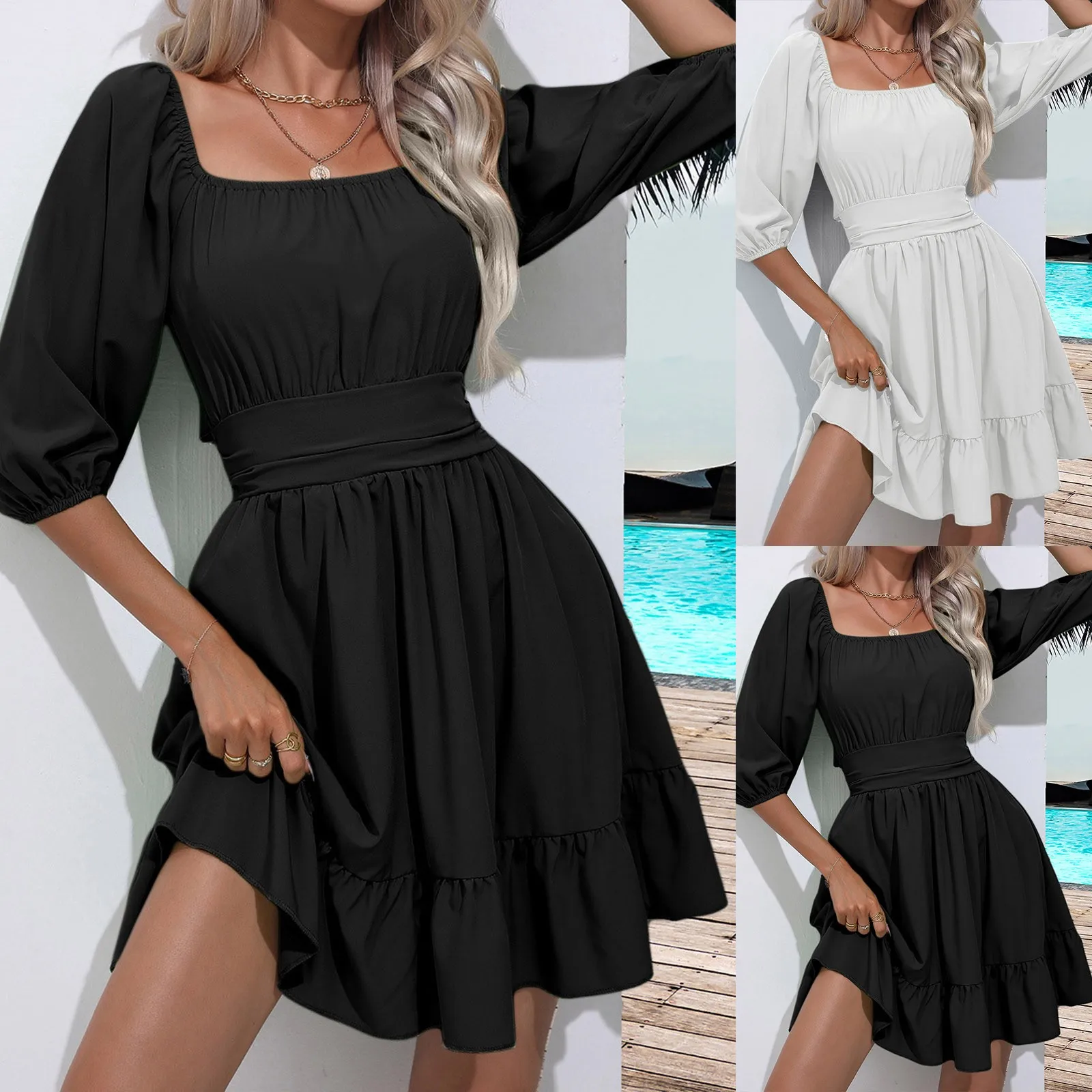 

Women Elegant Vintage Sleeve Sweetheart Dress Panel Women Court Dresses Plus Size Long Gothic Sleeveless Sundress for Summer