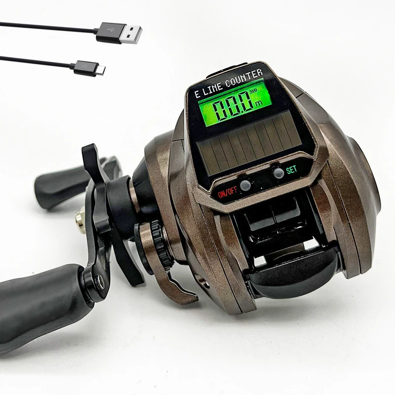 

7,2: 1 5 + 1BB цифровая Рыболовная катушка для заброса приманки с дисплеем и сигнализацией поклевки счетчик с левой ручкой счетчик рыбы катушки снасти