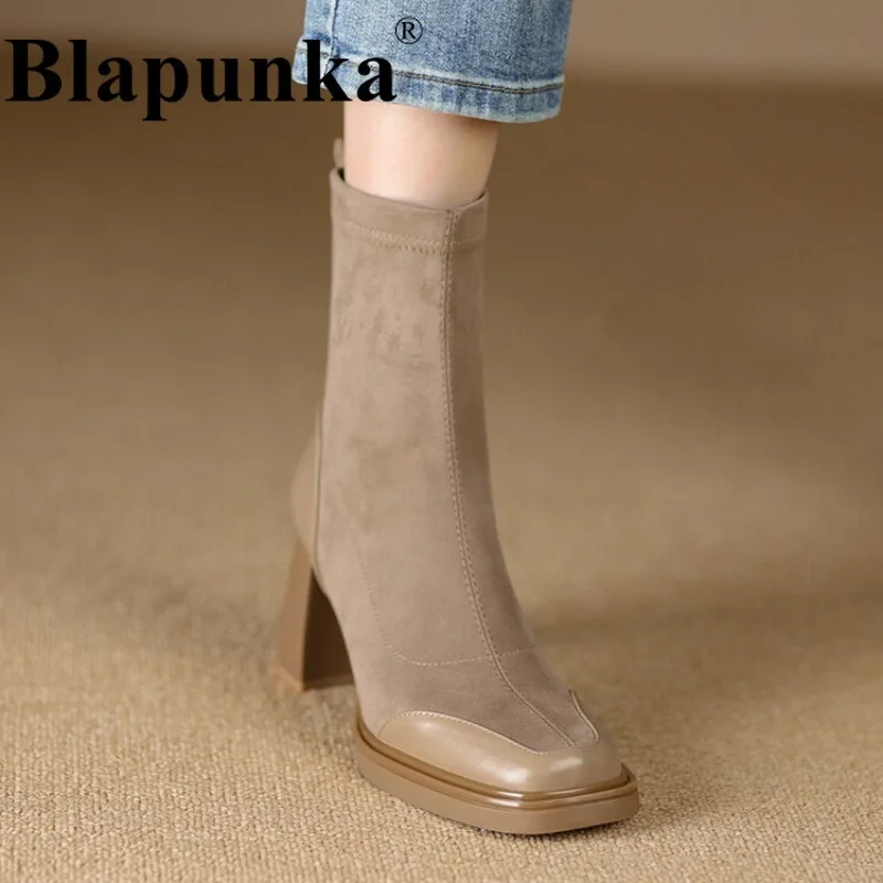 Blapunka Women Natural Leather Boots Square Toe Block High Heel Ankle Stretch Boots Handmade Slip-on Woman Goth Shoes Nude 34-40
Blapunka Women Natural Leather Boots Square Toe Block High Heel Ankle Stretch Boots Handmade Slip-on Woman Goth Shoes Nude 34-40