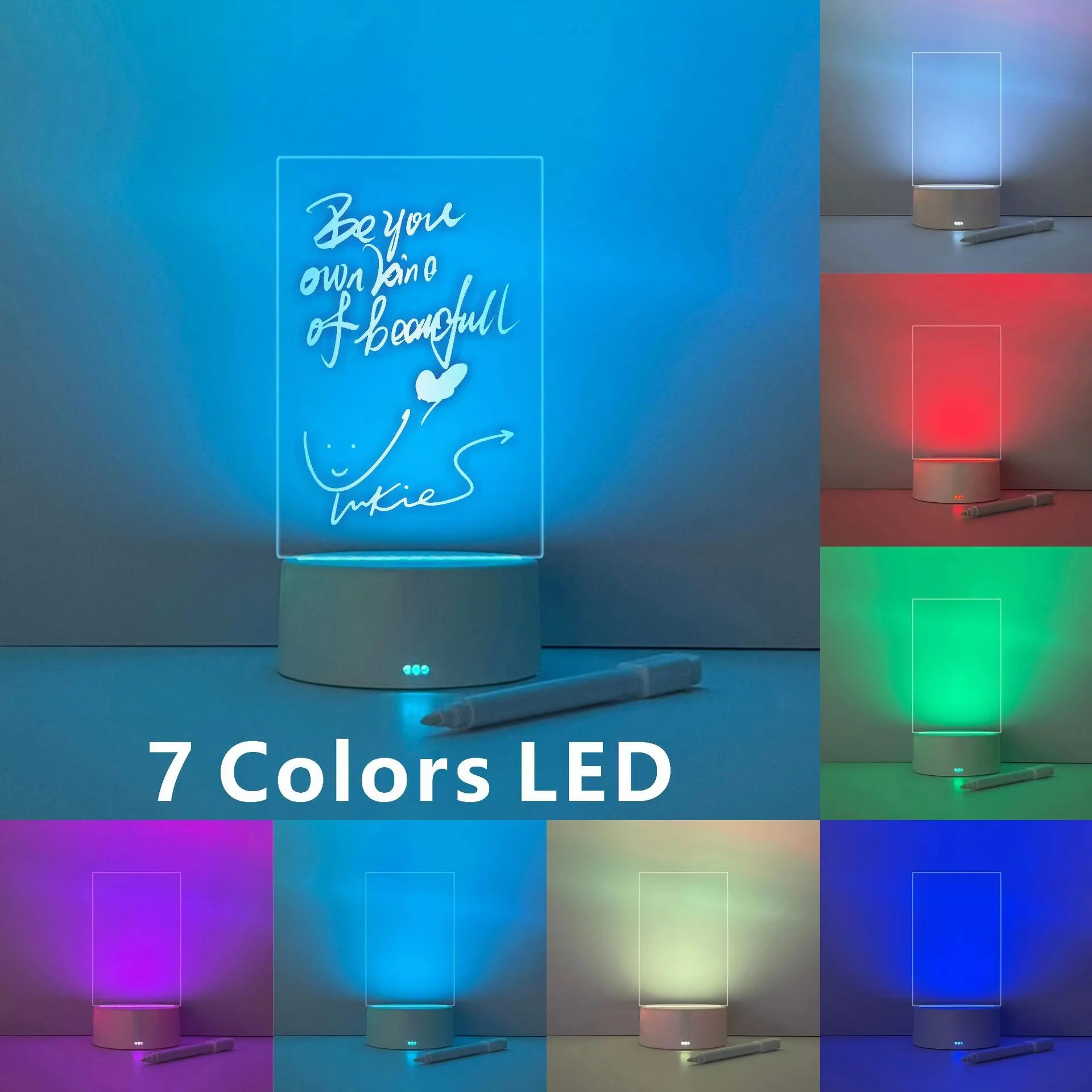 

7 Color Note Board LED Night Light USB & AAA Battery Power Rewritable Message Board Night Lamp Pen Decor Desktop Lamp Xmas Gifts