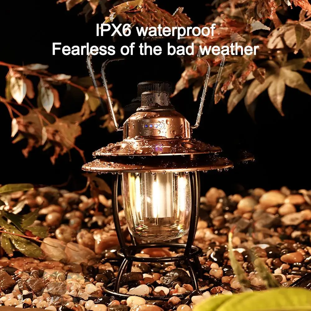 

LED Camping Lantern Rechargeable Vintage LED Lanterns Waterproof Emergency Lights for Outdoor Tent Hiking Power Outage Hurricane