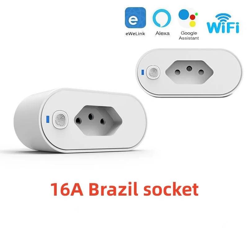 

EWelink WiFi Smart Plug 16A Brazil Power Socket Outlet Smart Life With Power Monitor Timing Works With Alexa Google Home