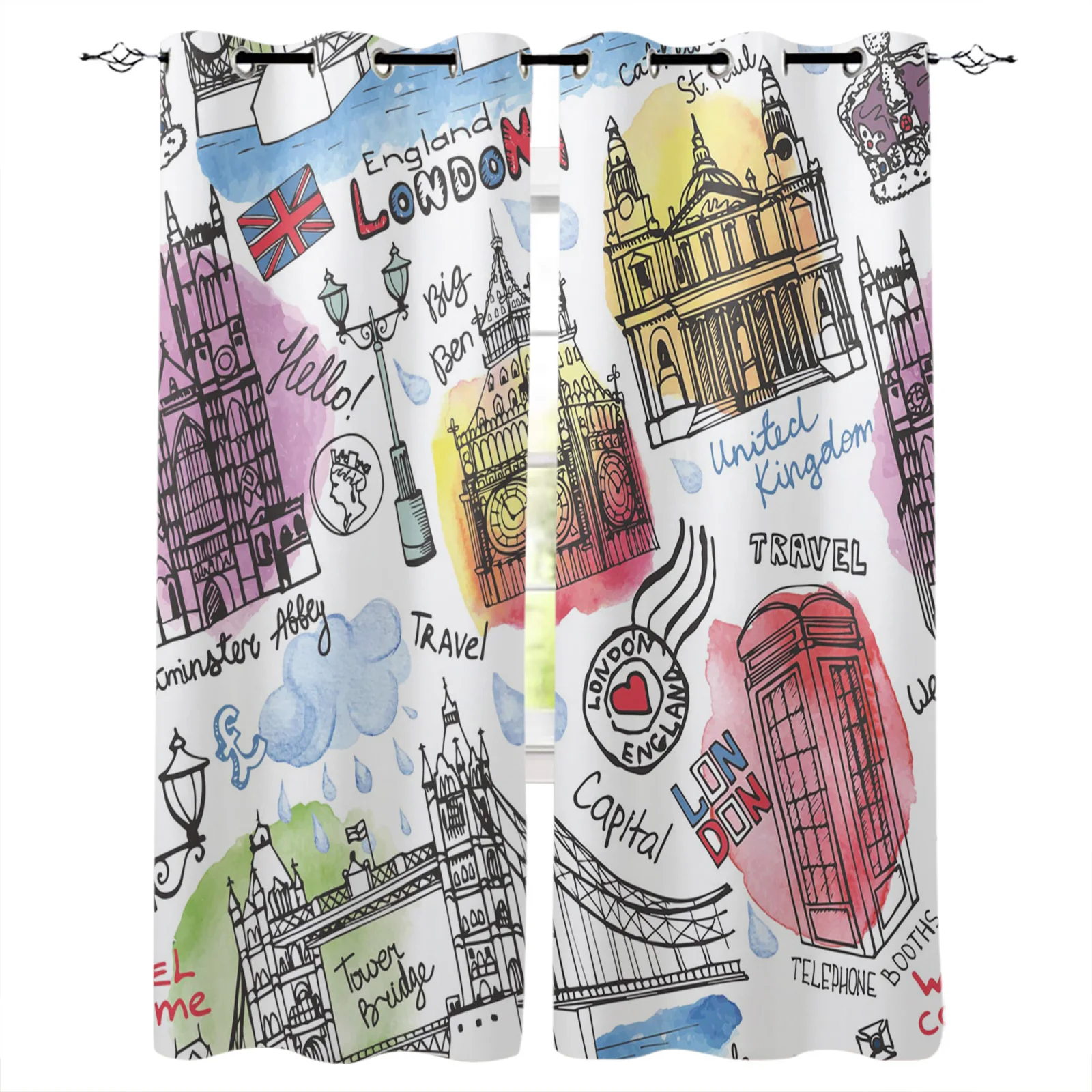 London Places Of Interest Watercolor Painting Blackout Curtains Window Curtains for Bedroom Living Room Decor Window Treatments
London Places Of Interest Watercolor Painting Blackout Curtains Window Curtains for Bedroom Living Room Decor Window Treatments