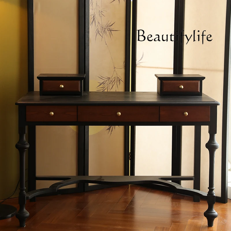 Republic of China Haipai Solid Wood Dressing Table Nanyang Retro Black Contrast Color Bedroom Makeup Table
Republic of China Haipai Solid Wood Dressing Table Nanyang Retro Black Contrast Color Bedroom Makeup Table