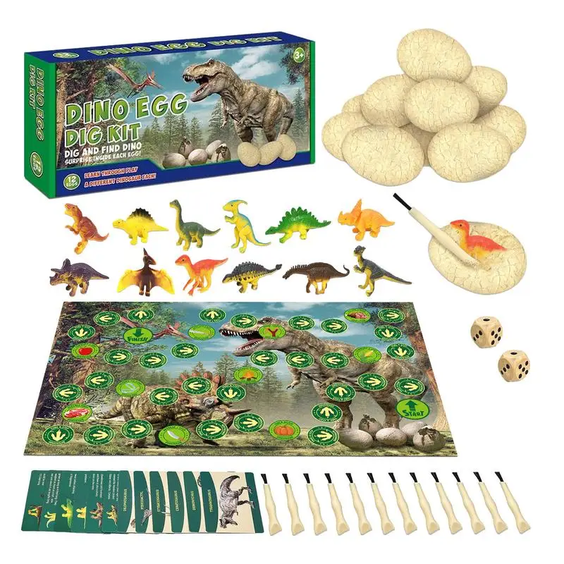 

Dino Dig Kit Dinosaur Eggs Excavation Break Open 12 Unique Eggs Discover 12 Cute Dinosaurs Easter Digging Toy Science