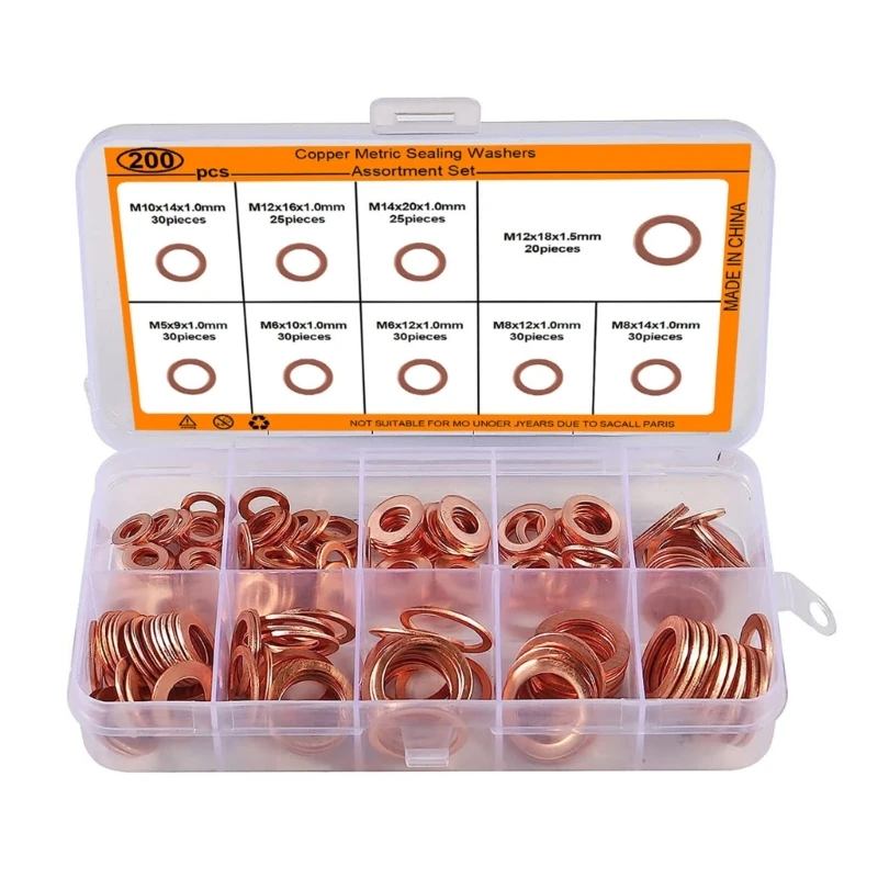 200Pcs Metal Oil Drain Plug Crushes Washer Gasket Oil Drain Plug Crushes Washers Gaskets High Temperature Gasket
200Pcs Metal Oil Drain Plug Crushes Washer Gasket Oil Drain Plug Crushes Washers Gaskets High Temperature Gasket