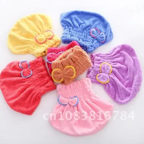 

Quick Hair Drying Microfibre Bath Towel Wrap Spa Cap Bowknot Bathroom Accessories Bonnets For Women Designer Shower Cap