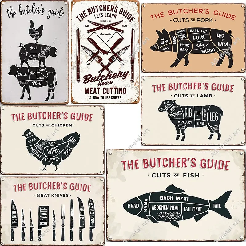 The Butcher's Guide Cuts of Chicken/Pork/Beef/Turkey Retro Vintage Metal Plate Decoration Metal Poster Tin Sign for Butchery
The Butcher's Guide Cuts of Chicken/Pork/Beef/Turkey Retro Vintage Metal Plate Decoration Metal Poster Tin Sign for Butchery