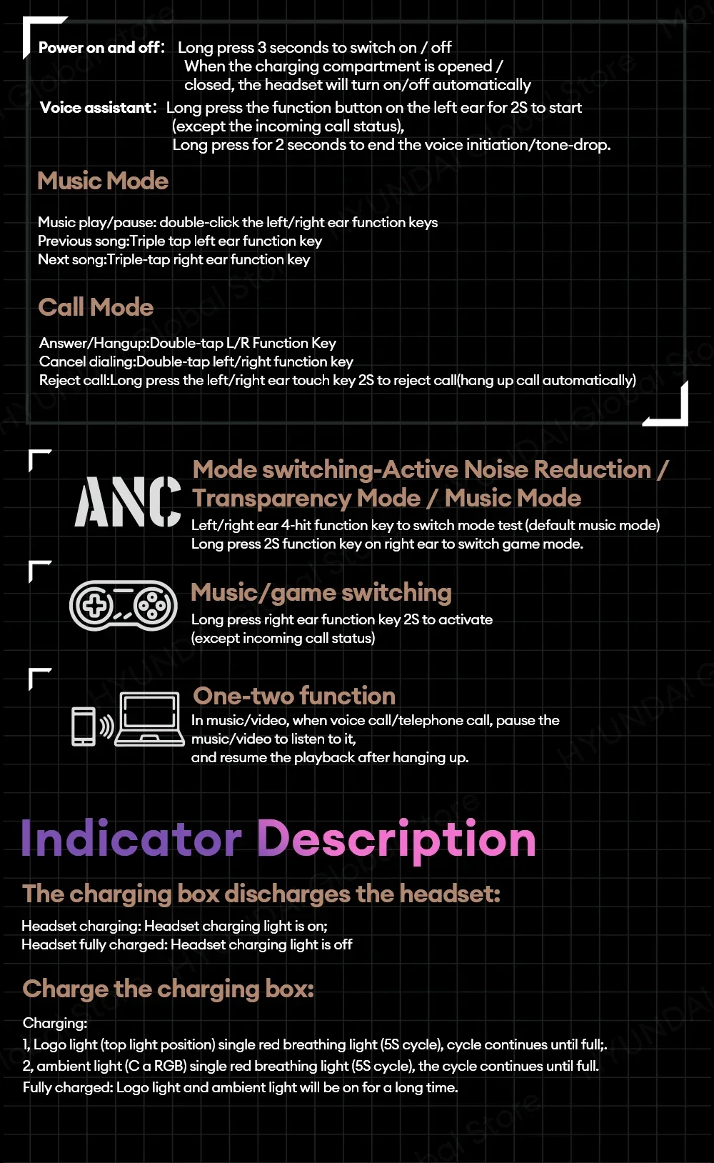 ZOMBIESCAT B5 RGB Light-in-Ear Earphones Wireless Bluetooth Earbuds ANC Active Noise Cancellation Headphones Gaming Low Latency ZOMBIESCAT B5 RGB Light in-Ear Earphones Wireless Bluetooth Earbuds ANC Active Noise Cancellation Headphones Gaming Low Latency