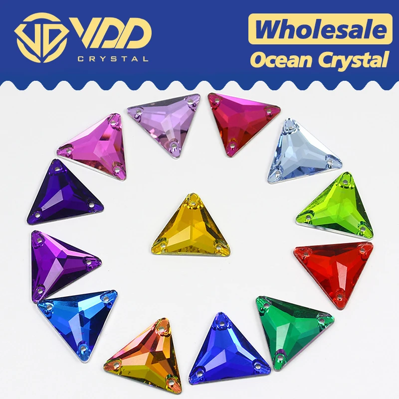 

VDD 100Pcs Wholesale Triangle DIY Sewing Crystal Strass Sew On Stones K9 Glass Beads Flat Back Rhinestones For Clothing Garment