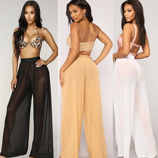 Women See Through Boho Wide Leg High Waist Bikini Trousers Beach Long Loose Mesh Sheer Transparent Pants Hot
Women See Through Boho Wide Leg High Waist Bikini Trousers Beach Long Loose Mesh Sheer Transparent Pants Hot