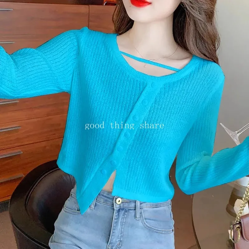 Spring and Autumn New Knitwear Women's Fashion Irregular Sweater Long-Sleeved Shirt Thin
Spring and Autumn New Knitwear Women's Fashion Irregular Sweater Long-Sleeved Shirt Thin