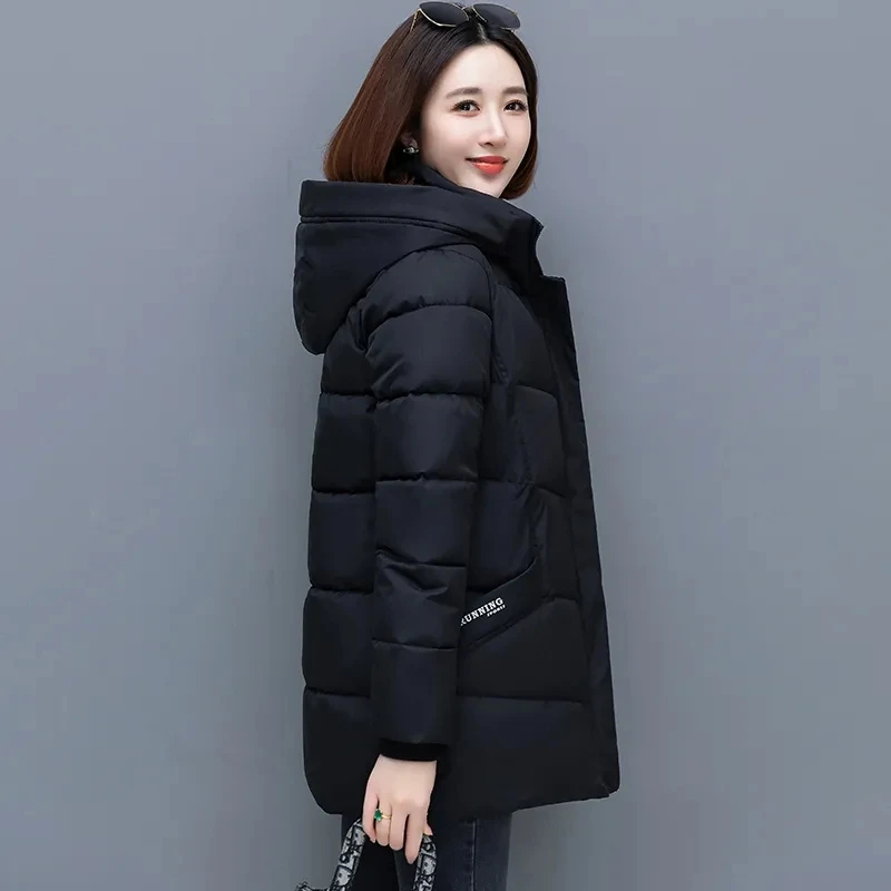 

Down Cotton-Padded Jacket for Women, Thick Overcoat, Warm Parker Coats, Korean Loose Long Hooded Coat, Autumn Winter, 2023, New