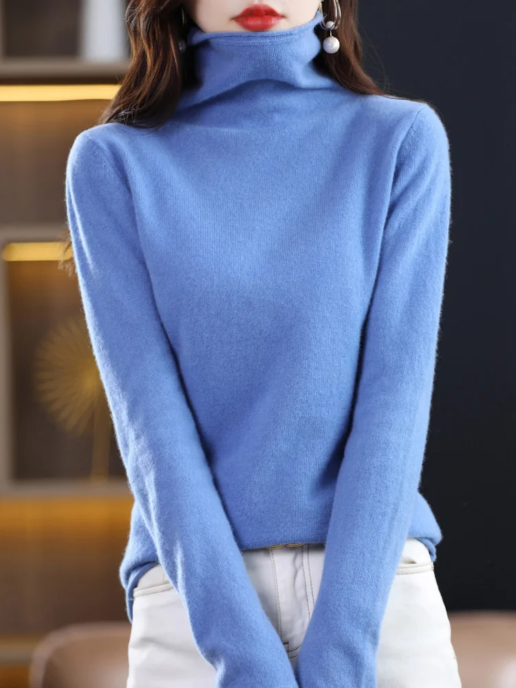 

Женский пуловер ADDONEE с высоким воротником и длинным рукавом, базовая одежда для весны и осени, трикотажная одежда из 100% мериносовой шерсти, удобные топы