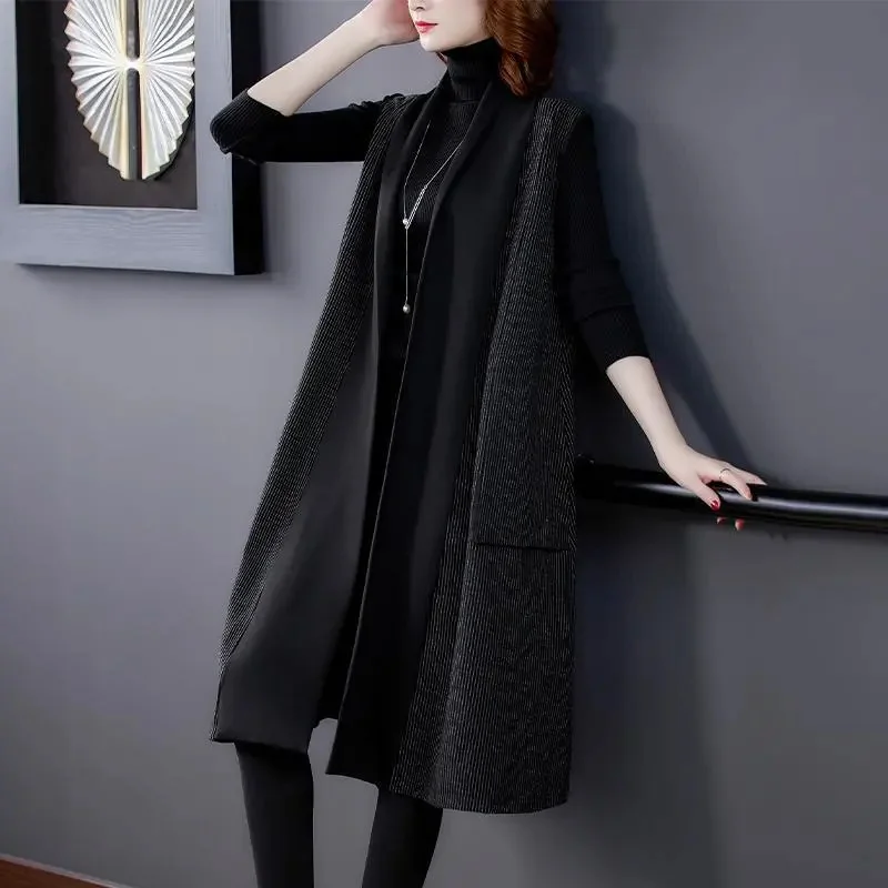 Women's Autumn Winter Long Vest Female 2022 New Korean Style Fashion Temperament Stripes Loose And Thin Thick Woolen Coat Women
Women's Autumn Winter Long Vest Female 2022 New Korean Style Fashion Temperament Stripes Loose And Thin Thick Woolen Coat Women