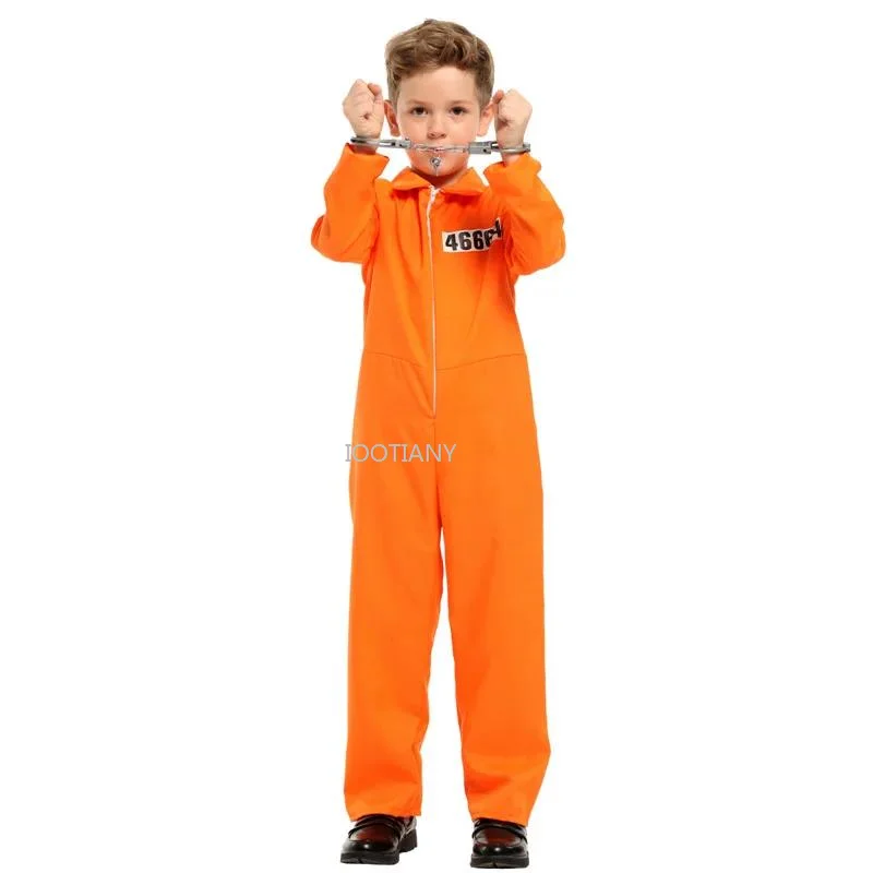 

Детские комбинезоны для подростков оранжевые костюмы для мальчиков для Хэллоуина Костюм для детей униформа для косплея карнавал Пурим ролевые игры искусственное платье