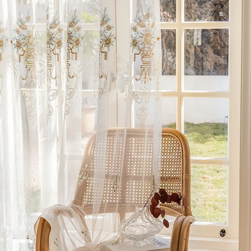 European Balcony Window Screen Simple European Curtain High End Semi Blackout Curtains Sun Protection Embroidered Gauze Drapes
European Balcony Window Screen Simple European Curtain High End Semi Blackout Curtains Sun Protection Embroidered Gauze Drapes