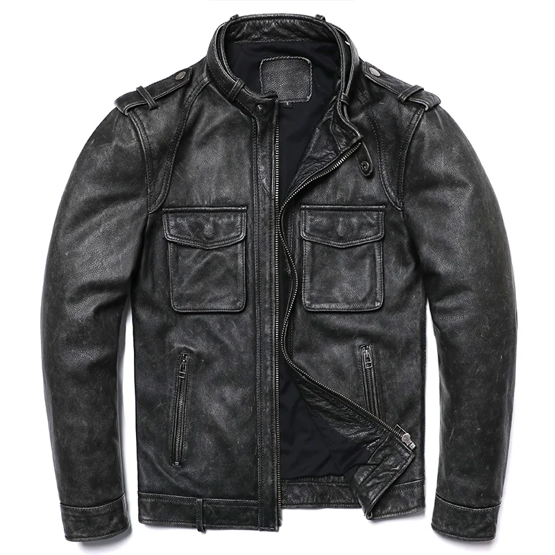 2023 New Grey Vintage Genuine Leather Jacket Men's Natural Cowhide Motorcycle Biker Slim Fit Coat Fashion Man Clothing Coats
2023 New Grey Vintage Genuine Leather Jacket Men's Natural Cowhide Motorcycle Biker Slim Fit Coat Fashion Man Clothing Coats