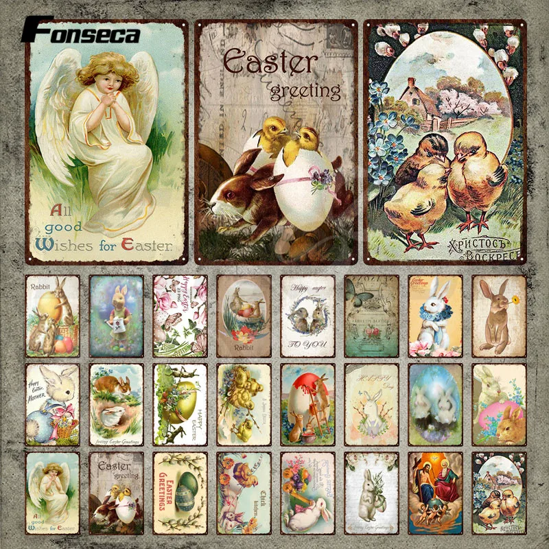 Metal Sign Wall Decor Rabbit Easter Day Greetings Vintage Tin Sign Decorative Metal Poster Wall Stickers for Room Decoration
Metal Sign Wall Decor Rabbit Easter Day Greetings Vintage Tin Sign Decorative Metal Poster Wall Stickers for Room Decoration