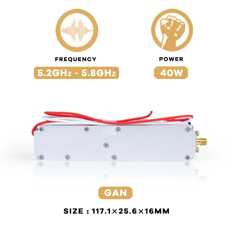 40W FPV UAV C-UAS Anti Drone Signal Shielding Module PA RF Power Amplifier for Blocking 5.2G 5.8G Signals Jamming Buildings
40W FPV UAV C-UAS Anti Drone Signal Shielding Module PA RF Power Amplifier for Blocking 5.2G 5.8G Signals Jamming Buildings