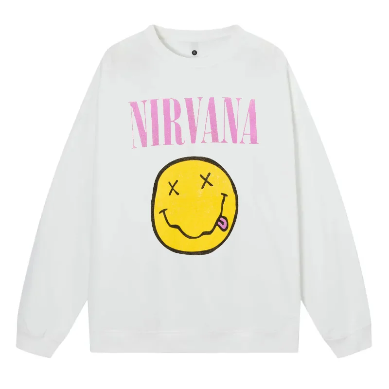 

Sweatshirt Nirvana Vintage Sweat Shirt Vintage Crewneck Y2K Hoodies Long Sleeve Patterned Sweatshirts