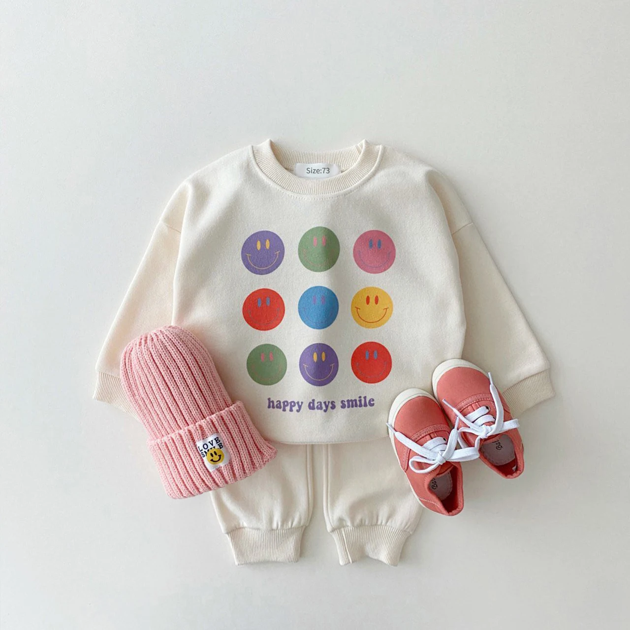 Korea Autumn Kids Clothing Set Baby Girls Cartoon Smile Face Sweatshirt Tops+Jogger Pants Set Casual Boys Solid Suit Outfits New
Korea Autumn Kids Clothing Set Baby Girls Cartoon Smile Face Sweatshirt Tops+Jogger Pants Set Casual Boys Solid Suit Outfits New