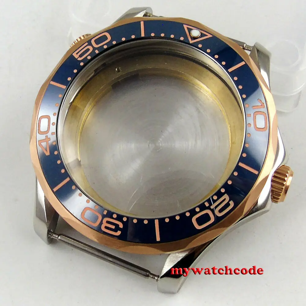 

41mm Blue Ceramic Bezel Sapphire Glass Watch Case Fit ETA 2824 2836 Miyota 8215 821A NH35A NH36A movement MOVEMENT